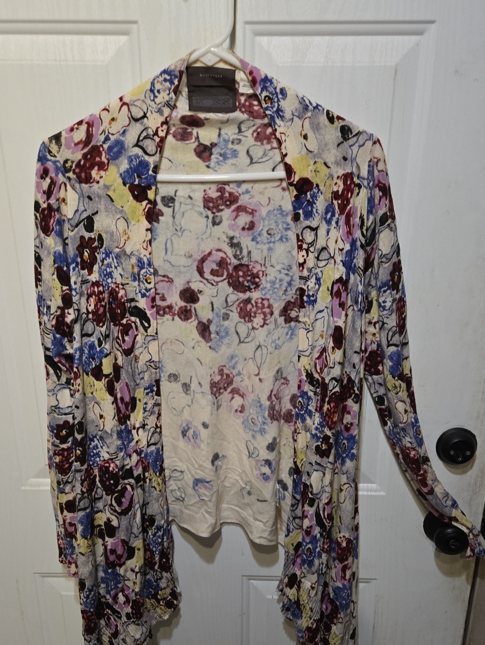 Guinevere Anthropologie Floral Sweater With Snap Front